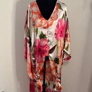 Ashley Stewart Coral and White Kimono